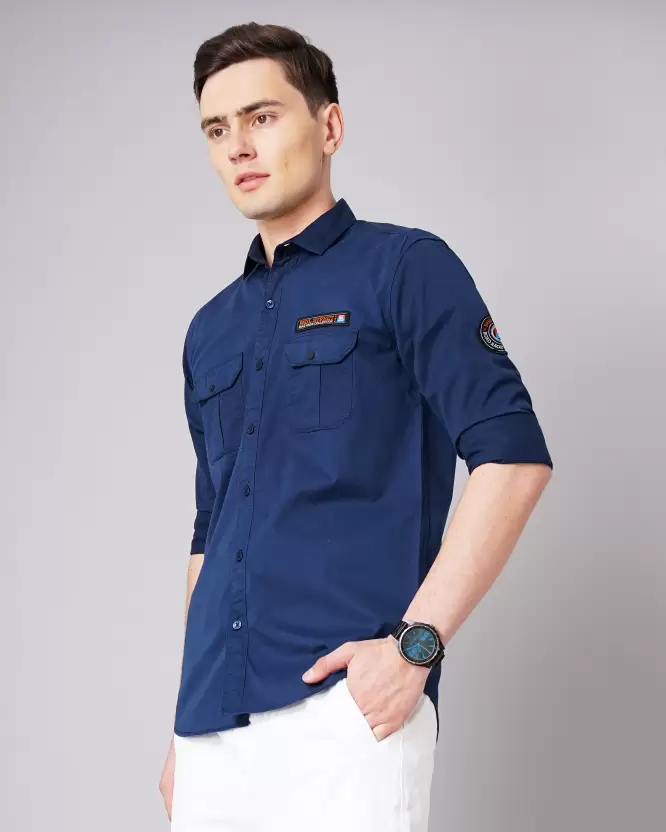 Over Size Shirt Men Light Blue Shirt - Image 4