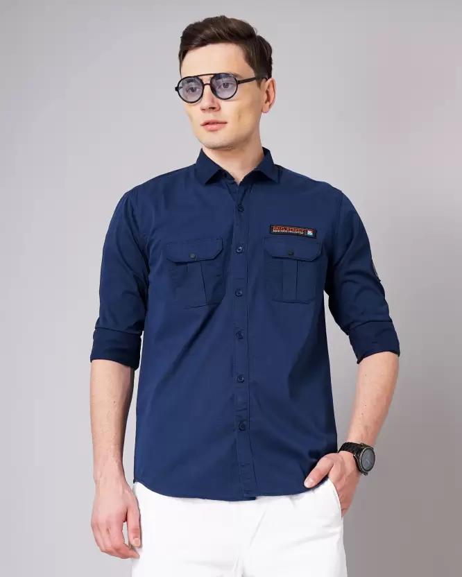 Over Size Shirt Men Light Blue Shirt - Image 3